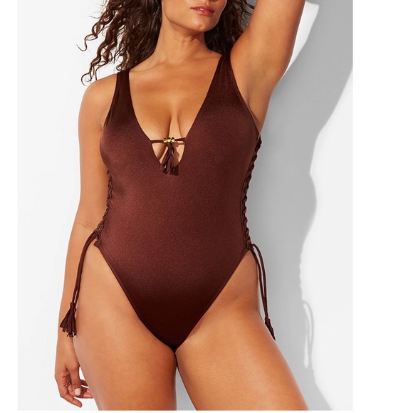 Ashley‎ Graham x Swimsuits For All Tangier Chocolate Swimsuit Size 14 NWT - Picture 1 of 9